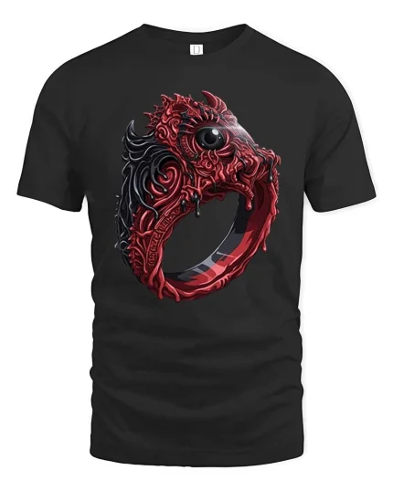 Dark Gothic Eye Ring Monster Horror Graphic T-Shirt - black t-shirt on white background