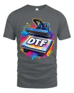 DTF Heat Press Printing Funny Graphic T-Shirt Color Splash - gray t-shirt on white background