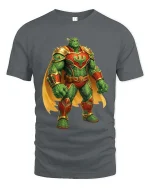 Cactus Warrior Superhero Graphic Funny Desert Hero T-Shirt - gray t-shirt on white background