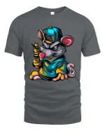 Street Rat Graffiti Cartoon Urban Mouse Graphic T-Shirt - gray t-shirt on white background