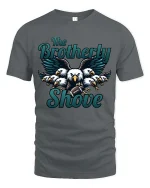 The Brotherly Shove Eagles Football Fan Graphic T-Shirt - gray t-shirt on white background