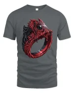 Dark Gothic Eye Ring Monster Horror Graphic T-Shirt - gray t-shirt on white background