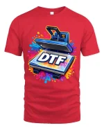 DTF Heat Press Printing Funny Graphic T-Shirt Color Splash - red t-shirt on white background