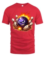 Fire Strike Bowling Ball Graphic Funny Bowling Sport T-Shirt - red t-shirt on white background