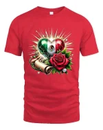 Mexican Heart Rose Pride Graphic Cultural Love T-Shirt - red t-shirt on white background