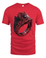 Dark Gothic Eye Ring Monster Horror Graphic T-Shirt - red t-shirt on white background