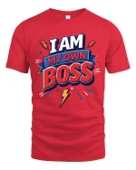I Am My Own Boss Motivational Graphic T-Shirt Power Tee - red t-shirt on white background