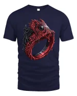 Dark Gothic Eye Ring Monster Horror Graphic T-Shirt - navy t-shirt on white background