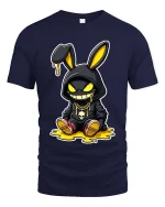 Streetwear Bunny Drip Hoodie Style Graphic T-Shirt Design - navy t-shirt on white background