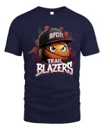 Rip City Basketball Street Style Trail Blazers Fan T-Shirt - navy t-shirt on white background