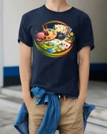 Creative Hobbies Art Craft Photography Graphic T-Shirt - model wearing navy tee with hands in pockets