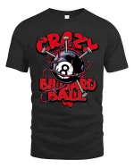 Crazy Billiard Ball Skull Style Funny Pool Graphic Tshirt - black t-shirt on white background