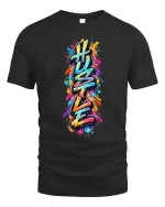 Hustle Graffiti Style Color Splash Urban Street Art Tshirt - black t-shirt on white background