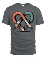 Creative Infinity Art Tools Brush Pencil Design Tshirt - gray t-shirt on white background