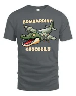 Bombardino Crocodilo Funny Plane Crocodile Graphic Tshirt - gray t-shirt on white background