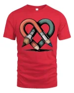 Creative Infinity Art Tools Brush Pencil Design Tshirt - red t-shirt on white background