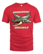 Bombardino Crocodilo Funny Plane Crocodile Graphic Tshirt - red t-shirt on white background
