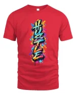 Hustle Graffiti Style Color Splash Urban Street Art Tshirt - red t-shirt on white background