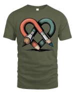 Creative Infinity Art Tools Brush Pencil Design Tshirt - military green t-shirt on white background