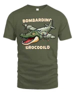 Bombardino Crocodilo Funny Plane Crocodile Graphic Tshirt - military green t-shirt on white background