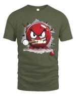 Angry Billiard Ball Smash Funny Pool Player Graphic Tshirt - military green t-shirt on white background