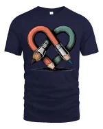 Creative Infinity Art Tools Brush Pencil Design Tshirt - navy t-shirt on white background