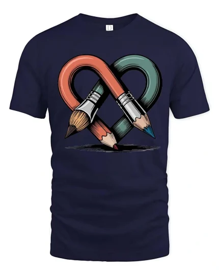 Creative Infinity Art Tools Brush Pencil Design Tshirt - navy t-shirt on white background