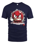 Angry Billiard Ball Smash Funny Pool Player Graphic Tshirt - navy t-shirt on white background