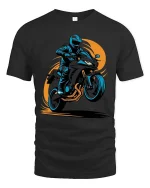 Night Rider Sport Bike Graphic T-Shirt Street Racing Tee - black t-shirt on white background