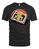 Fantasy Story Book Dragon Graphic T-Shirt Reading Lover Tee - black t-shirt on white background