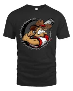 Outlaw Cowboy Shooter Graphic T-Shirt Wild West Rebel Tee - black t-shirt on white background
