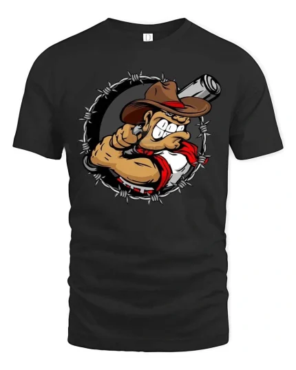Outlaw Cowboy Shooter Graphic T-Shirt Wild West Rebel Tee - black t-shirt on white background