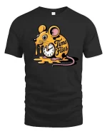 Melting Time Flies Mouse Graphic Funny Cartoon T-Shirt - black t-shirt on white background