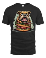 Funny Bulldog Sandwich Graphic T-Shirt Hungry Dog Tee - black t-shirt on white background