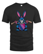 Punk Rebel Bunny Graphic T-Shirt Cute Attitude Street Tee - black t-shirt on white background