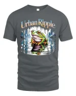 Urban Ripple Frog Graphic T-Shirt City Water Reflection Tee - gray t-shirt on white background