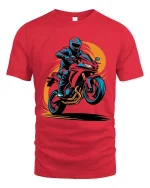 Night Rider Sport Bike Graphic T-Shirt Street Racing Tee - red t-shirt on white background
