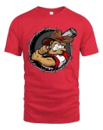 Outlaw Cowboy Shooter Graphic T-Shirt Wild West Rebel Tee - red t-shirt on white background
