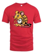 Melting Time Flies Mouse Graphic Funny Cartoon T-Shirt - red t-shirt on white background