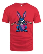 Punk Rebel Bunny Graphic T-Shirt Cute Attitude Street Tee - red t-shirt on white background