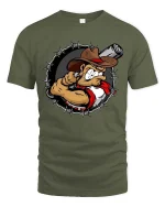 Outlaw Cowboy Shooter Graphic T-Shirt Wild West Rebel Tee - military green t-shirt on white background