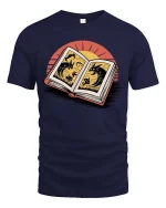 Fantasy Story Book Dragon Graphic T-Shirt Reading Lover Tee - navy t-shirt on white background
