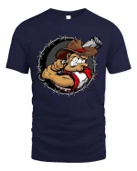 Outlaw Cowboy Shooter Graphic T-Shirt Wild West Rebel Tee - navy t-shirt on white background