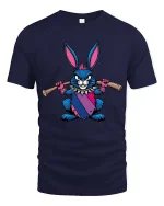 Punk Rebel Bunny Graphic T-Shirt Cute Attitude Street Tee - navy t-shirt on white background
