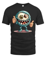Funny Cyclops Monster Thumbs Up Graphic T-Shirt Cute Creepy Tee - black t-shirt on white background