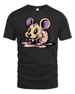 Cute Melting Mouse Graphic T Shirt Kawaii Drip Art Tee - black t-shirt on white background