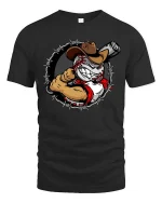 Outlaw Baseball Cowboy Graphic T-Shirt Wild West Sports Tee - black t-shirt on white background