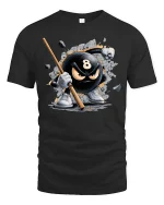 Angry 8 Ball Smash Graphic T-Shirt Pool Player Attitude Tee - black t-shirt on white background