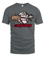 Baseball Crushers Graphic T-Shirt Power Hitter Team Tee - gray t-shirt on white background