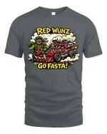 Red Wunz Go Fasta Orc Racing Graphic T Shirt Funny Tee - gray t-shirt on white background